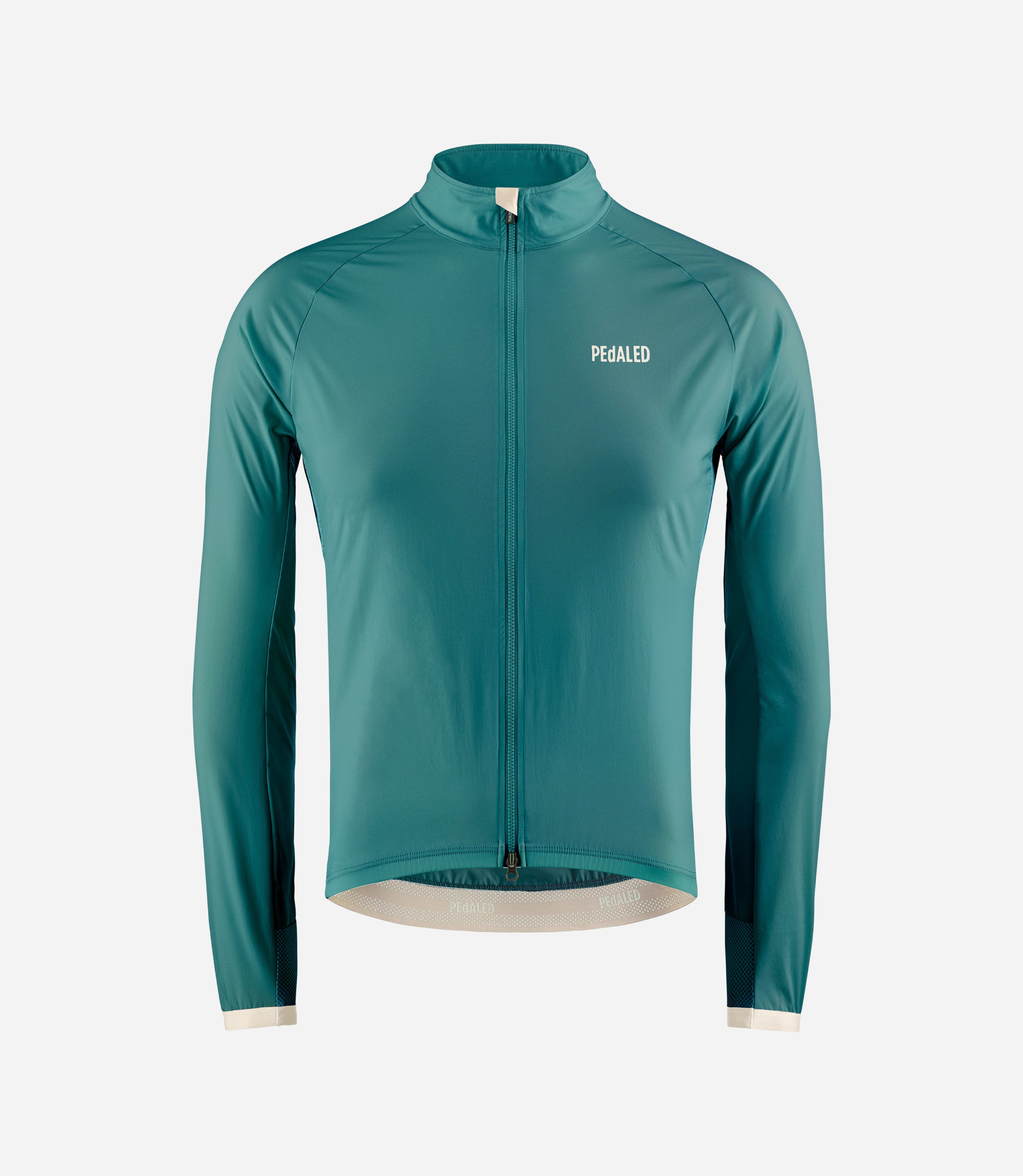24SJKEL18PE_1_men cycling jacket windproof teal element front pedaled