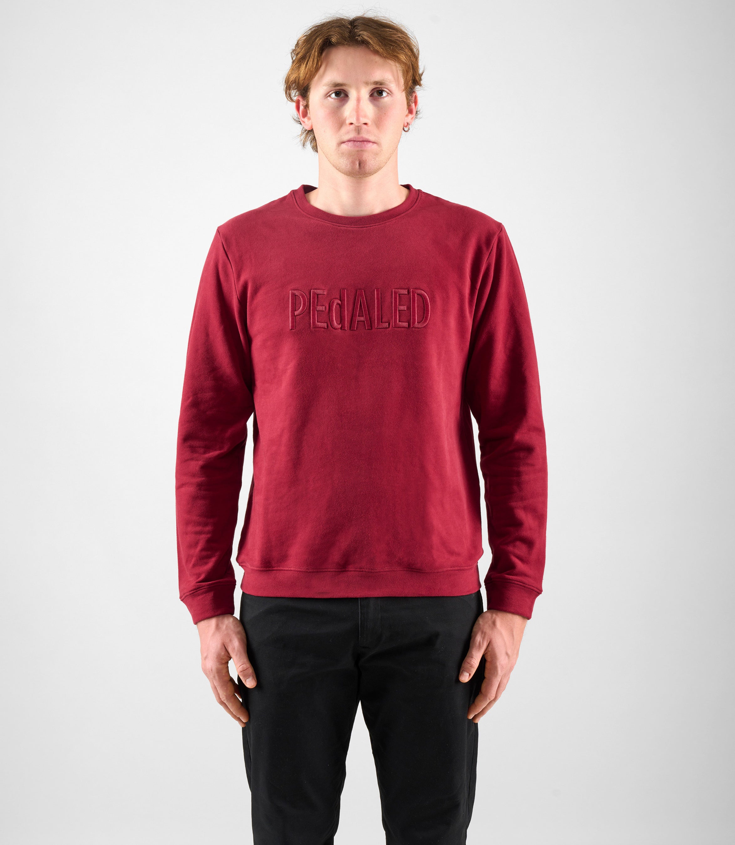 24SSWLO26PE_3_cotton sweatshirt burgundy logo total body front pedaled