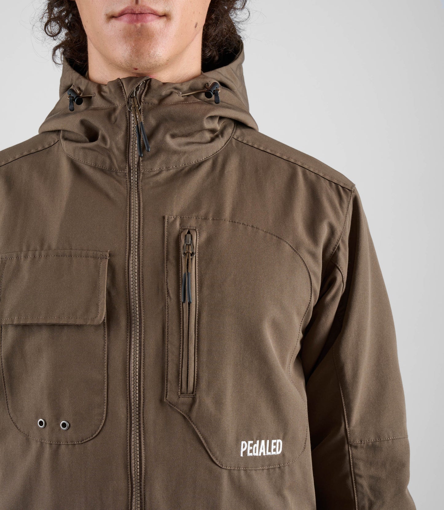 24WJKUR14PE_5_men cycling hooded jacket brown urban front pocket pedaled