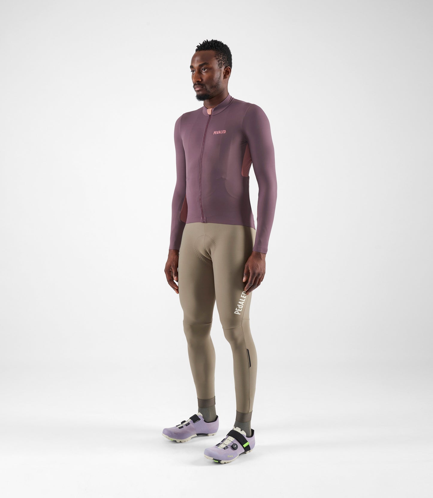 24WJSEL10PE_3_men cycling jersey long sleeve purple element total body front pedaled