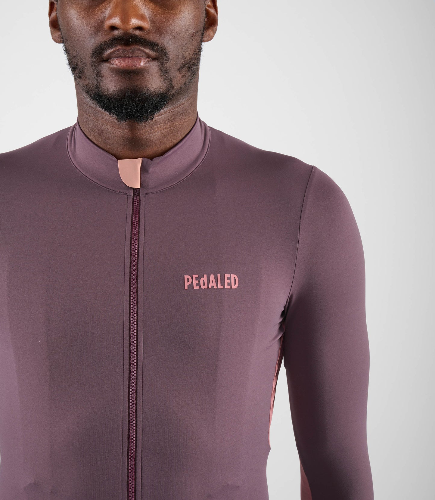 24WJSEL10PE_5_men cycling jersey long sleeve purple element front pedaled