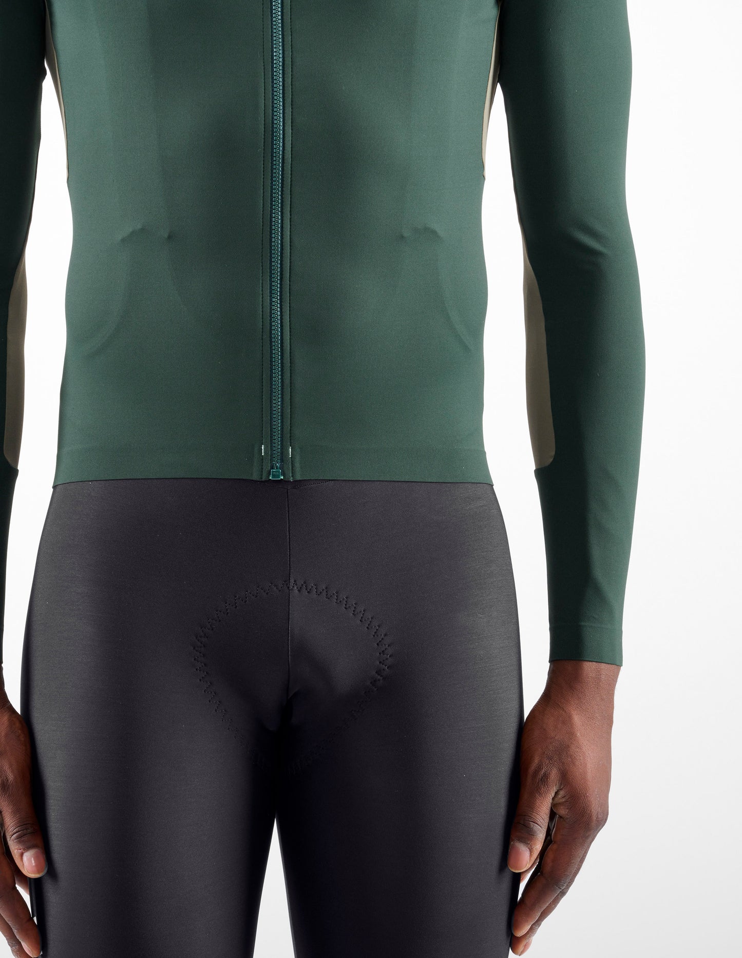 24WJSEL11PE_7_men cycling jersey long sleeve green element front zip pedaled