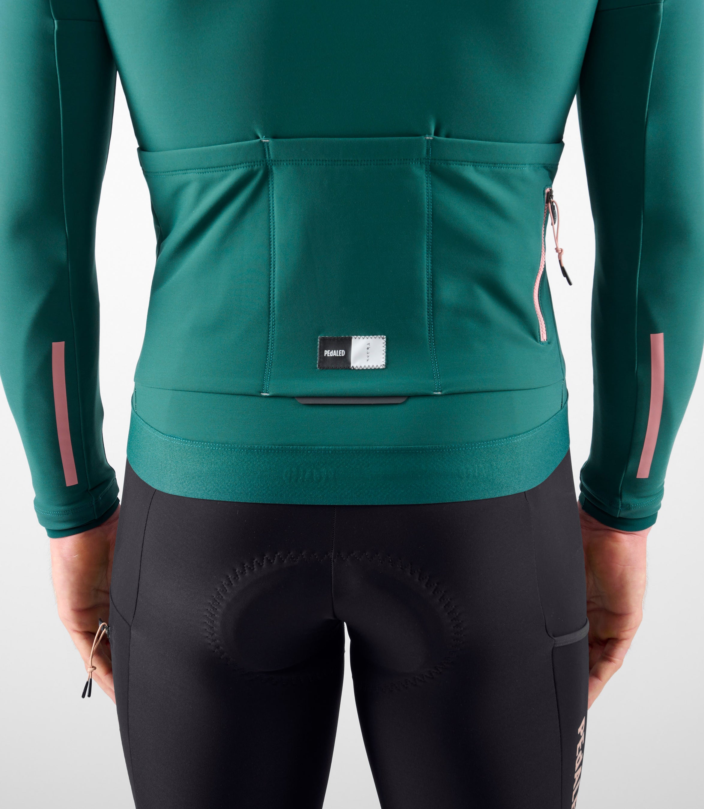 24WJSOD11PE_6_men cycling jersey cargo long sleeve green odyssey back pocket pedaled