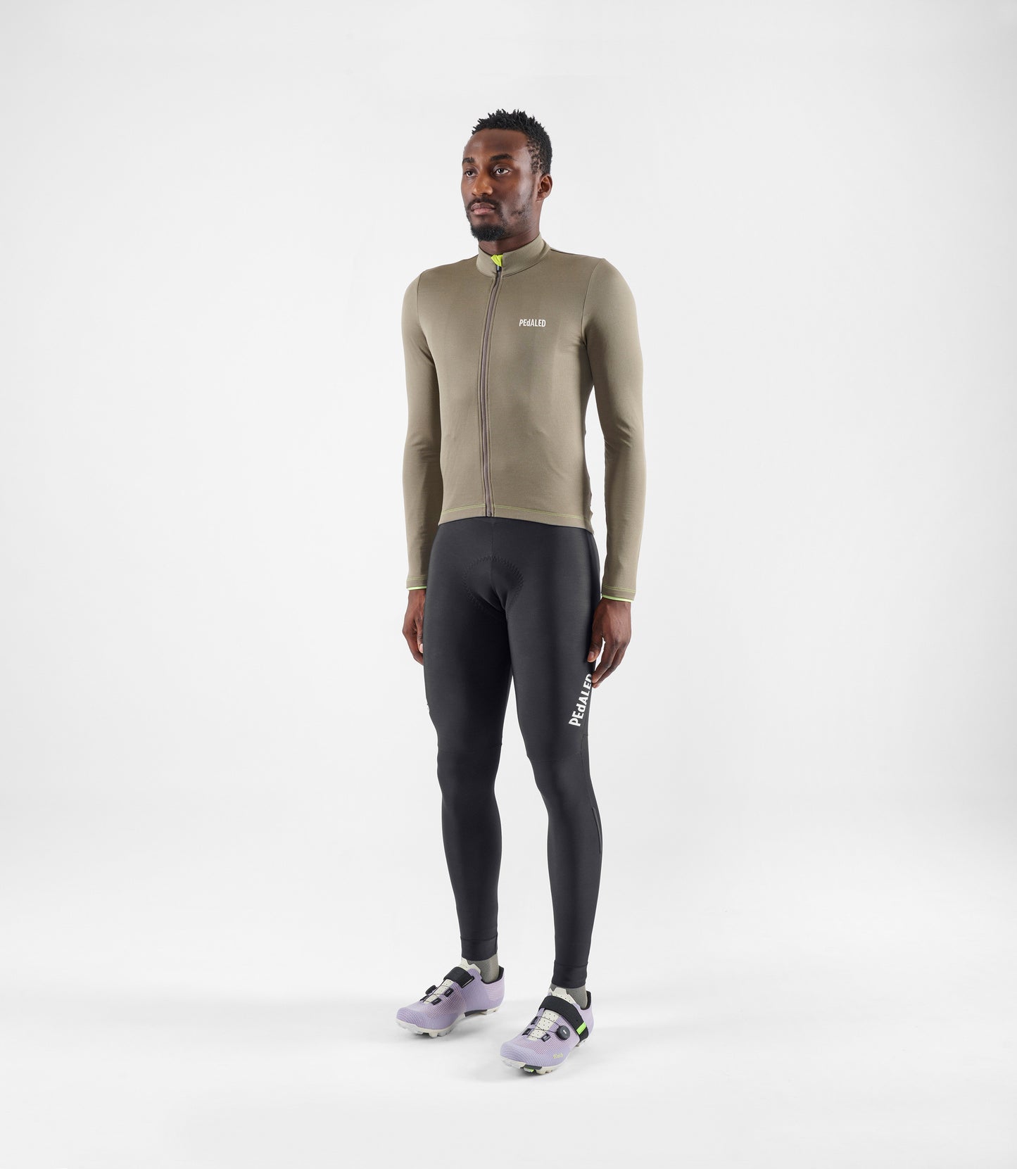 24WMJEL02PE_3_men cycling jersey merino long sleeve grey element total body front pedaled