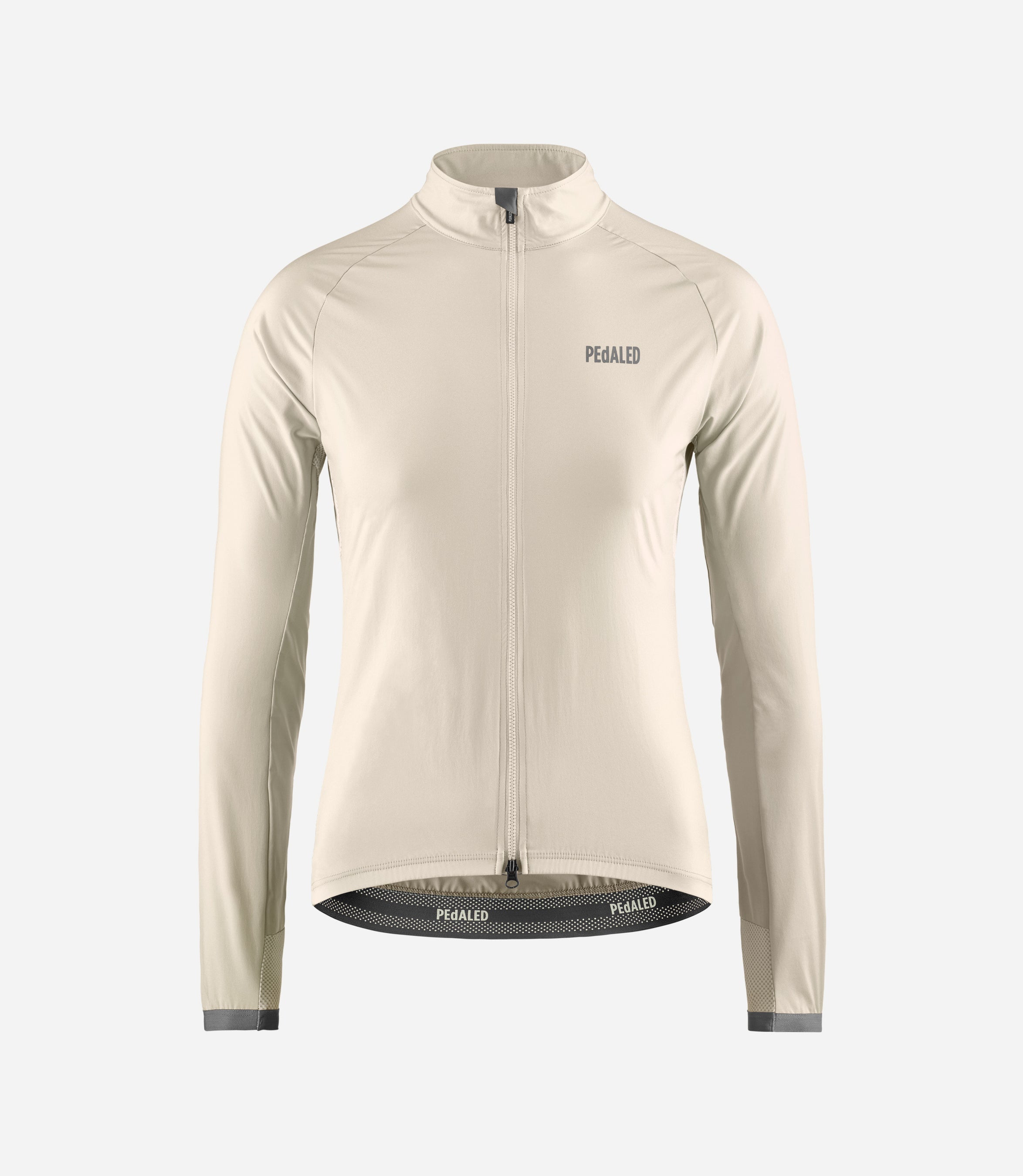W4SJKEL04PE_1_women cycling jacket windproof beige element front pedaled