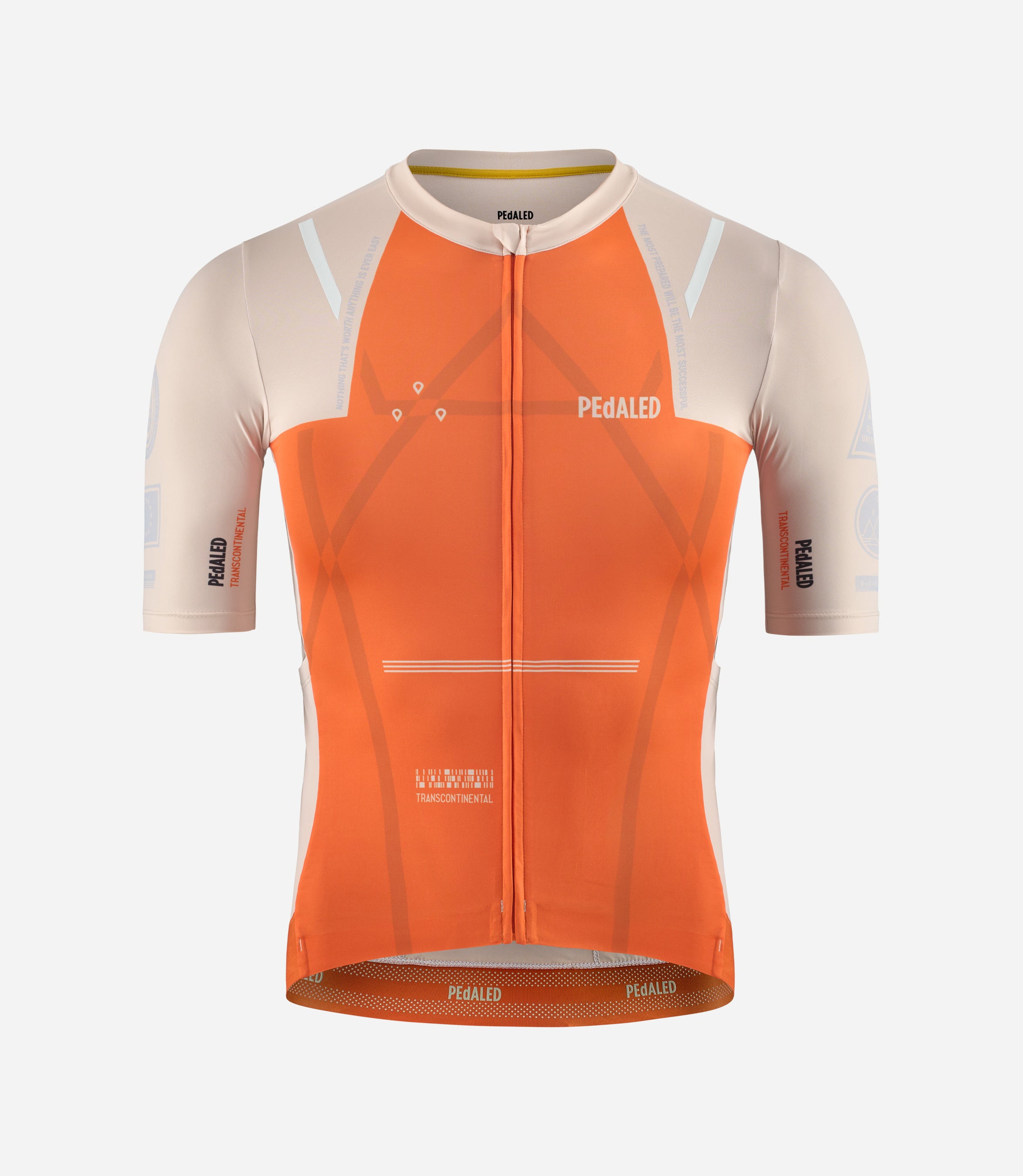 Transcontinental Cycling Jersey Orange for Men PEdALED
