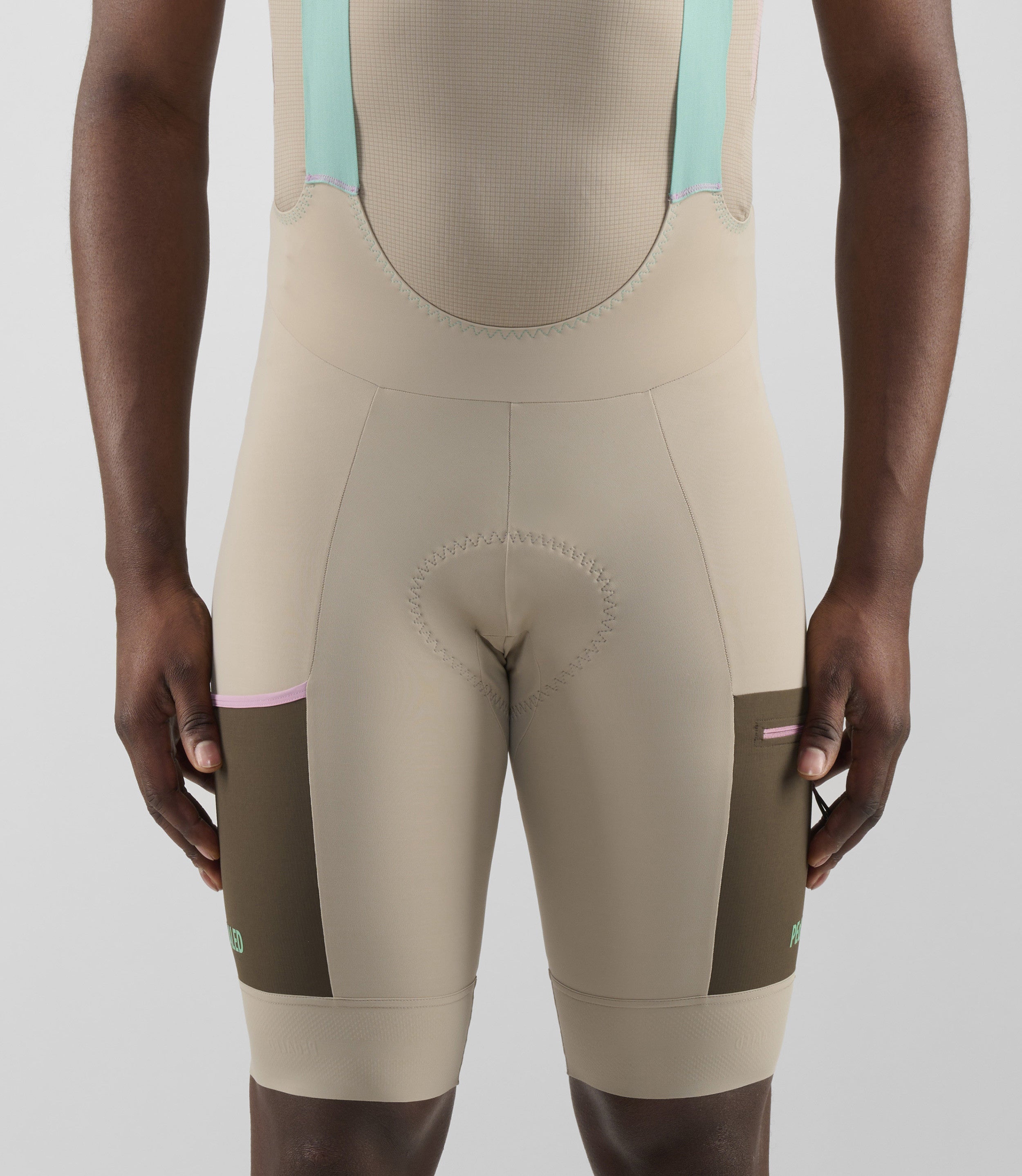 Summer Cycling Bib Shorts Beige for Men PEdALED