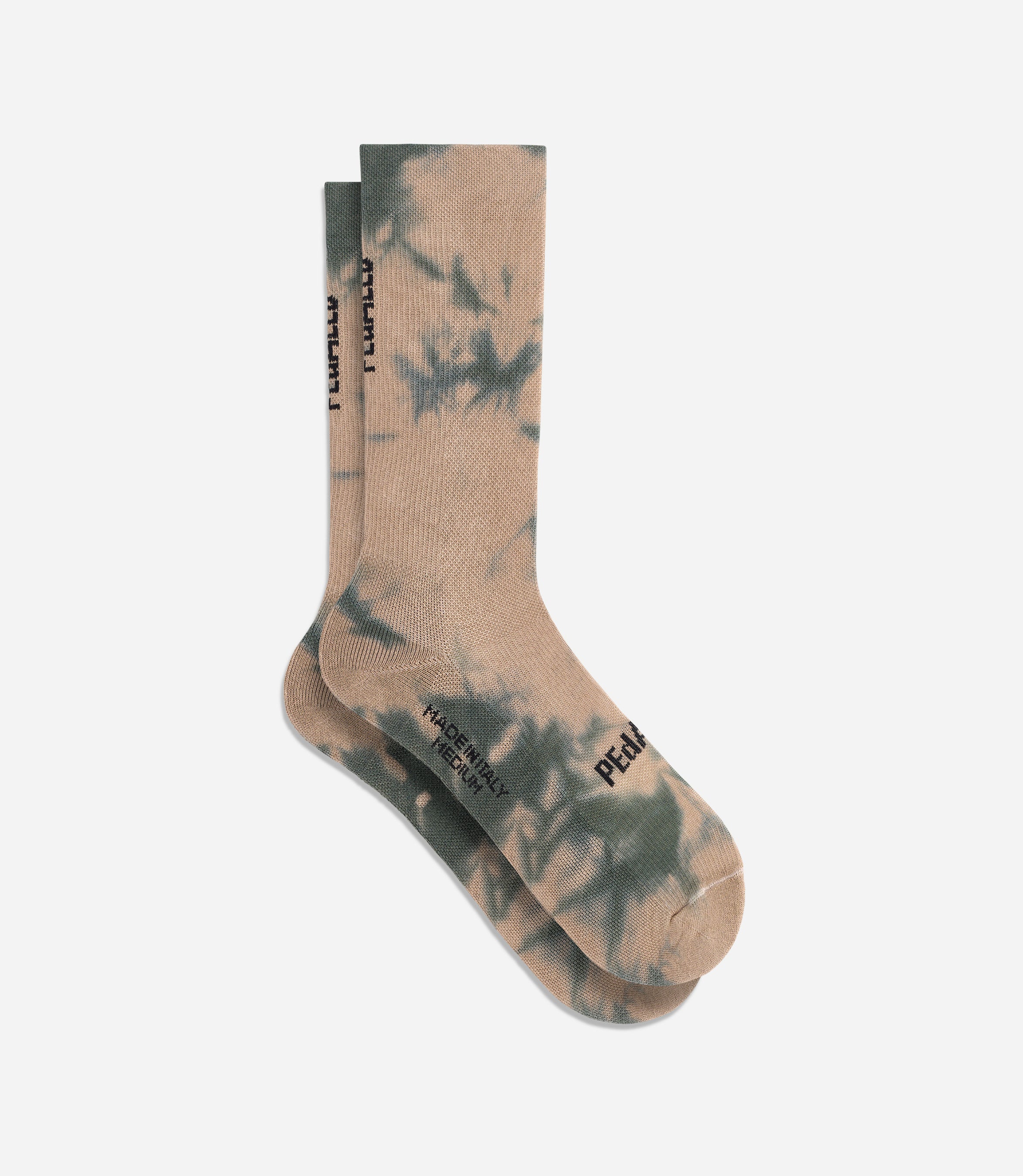 24SDSEL04PE_1_cycling socks tie dye beige element front pedaled