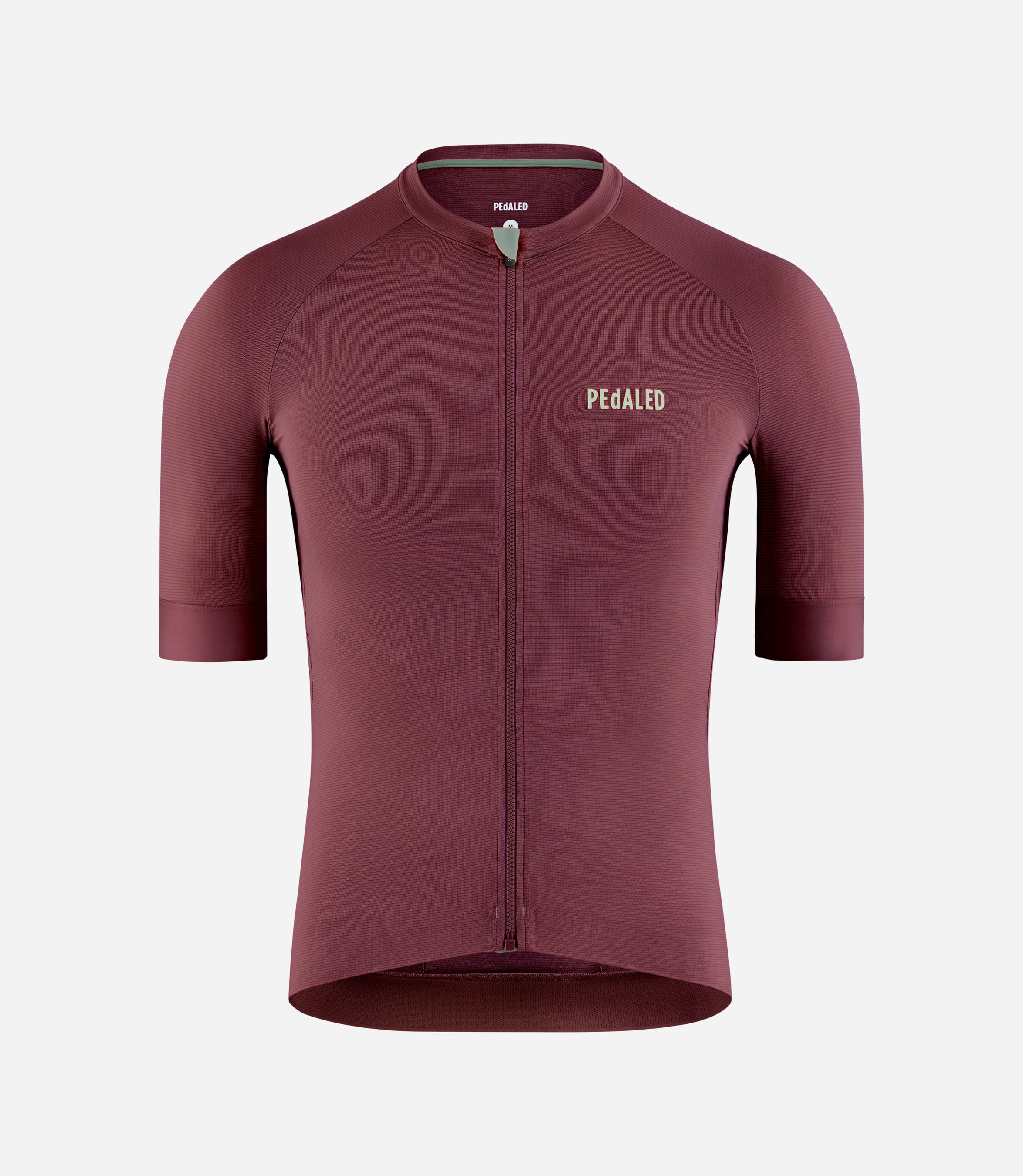 24SLJEL26PE_1_men cycling lightweight jersey burgundy element front pedaled