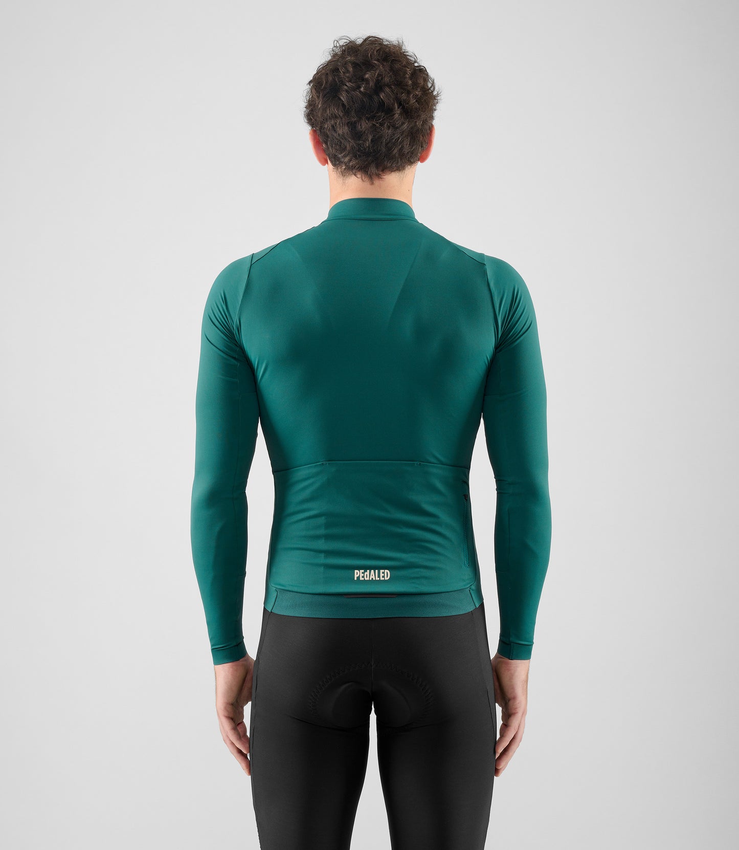 25WJSEL18PE_4_men cycling jersey long sleeve teal element total body back pedaled