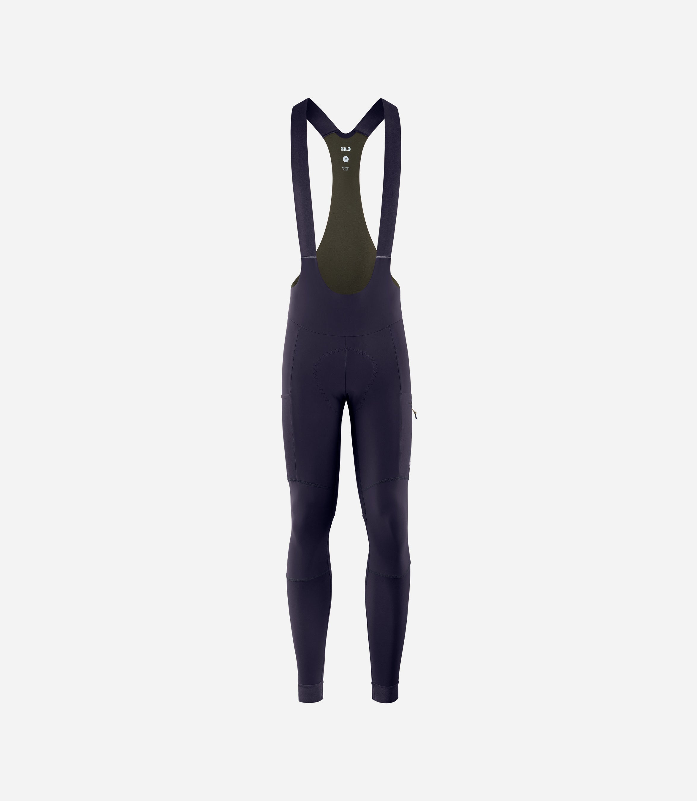 25WWTOD74PE_1_men cycling cargo bib tight dark navy odyssey front pedaled