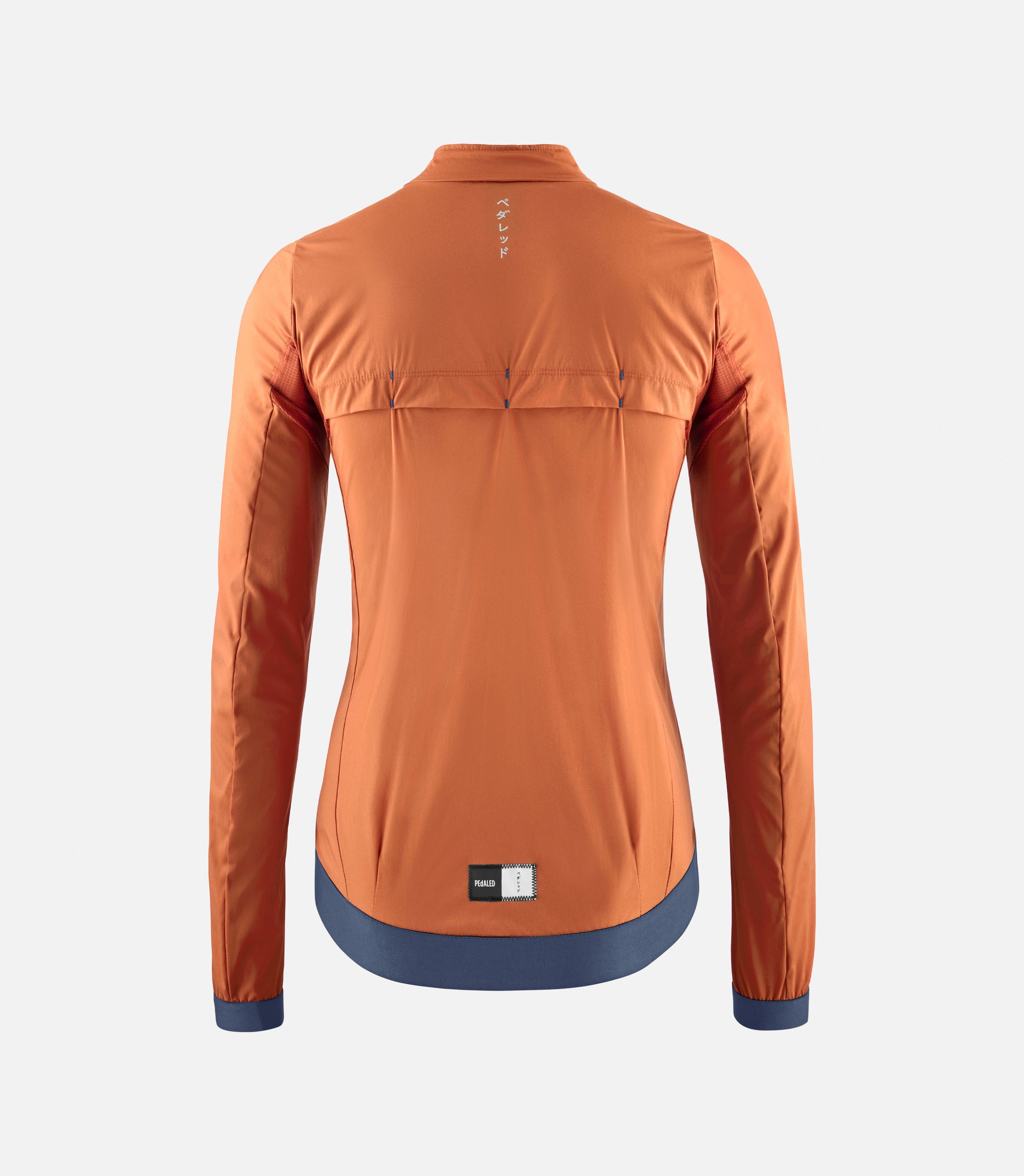 W3SJKES0HPE_2_women cycling jacket windproof orange essential back pedaled