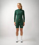 W3SJKES78PE_3_women cycling windproof jacket green essential total body front pedaled