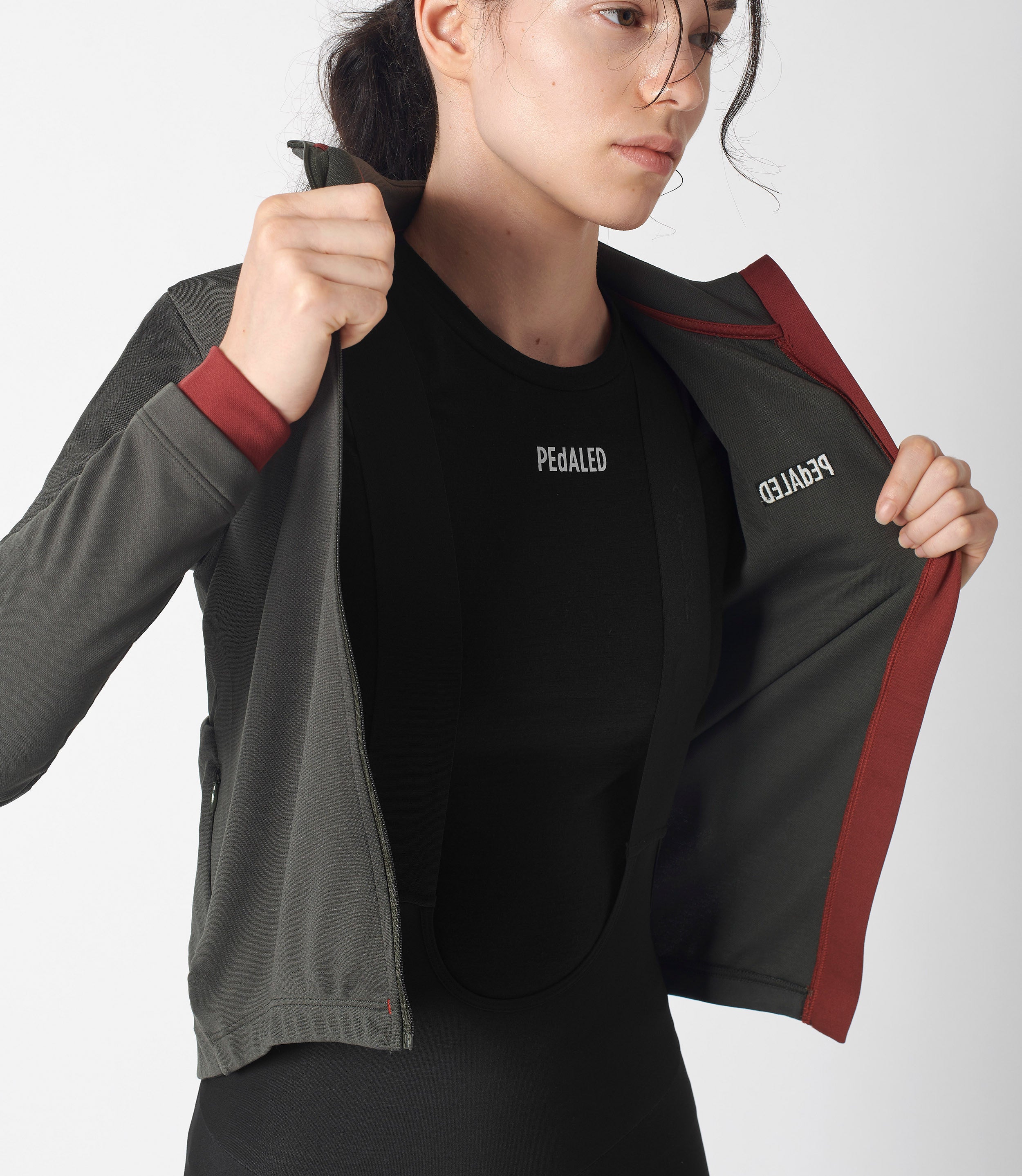 Women's Grey Merino Cycling Long Sleeve Jersey | PEdALED