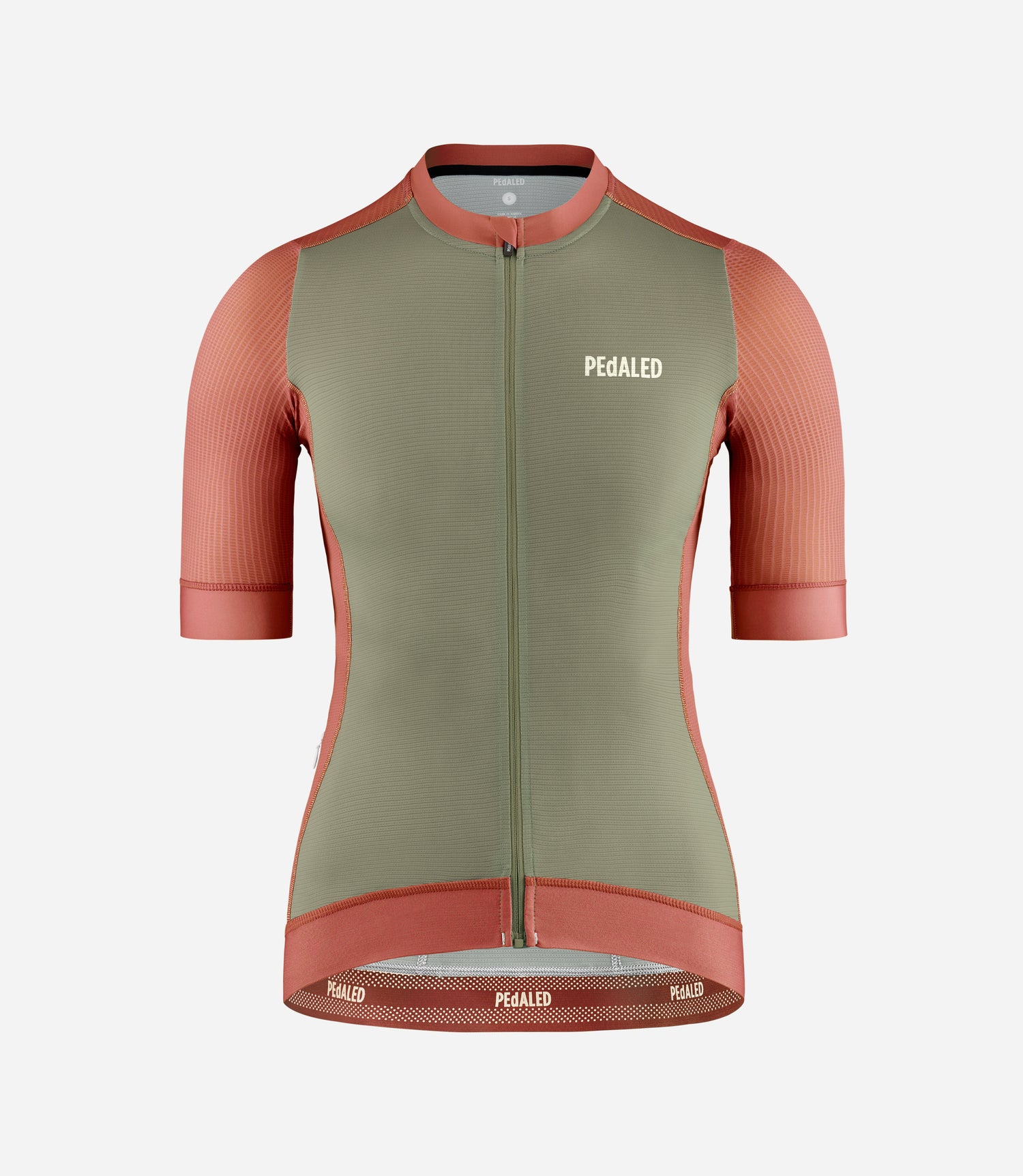 W4SJSEL52PE_1_women cycling jersey brick red element front pedaled