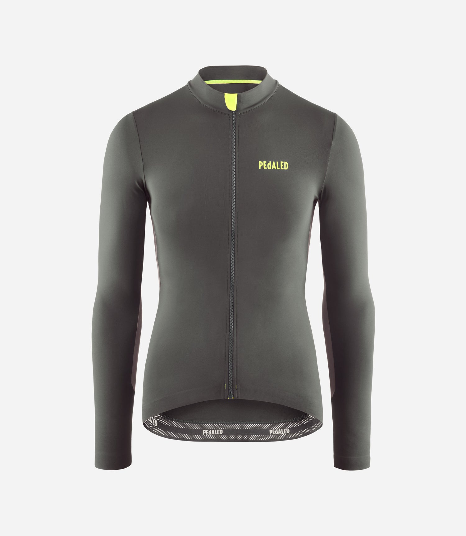 W4WJSEL45PE_1_women cycling long sleeve jersey dark grey element front pedaled