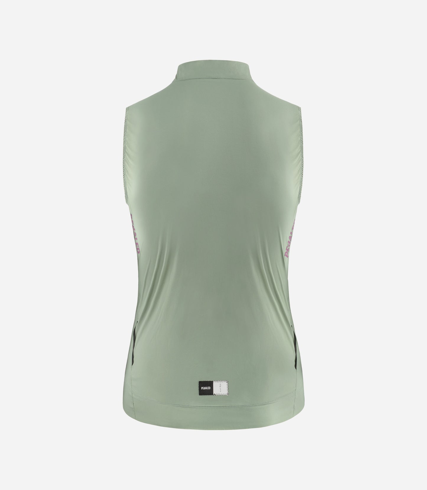 W4WWVEL11PE_2_women cycling vest waterproof green element back pedaled