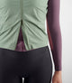 W4WWVEL11PE_8_women cycling waterproof vest green element front zip pedaled