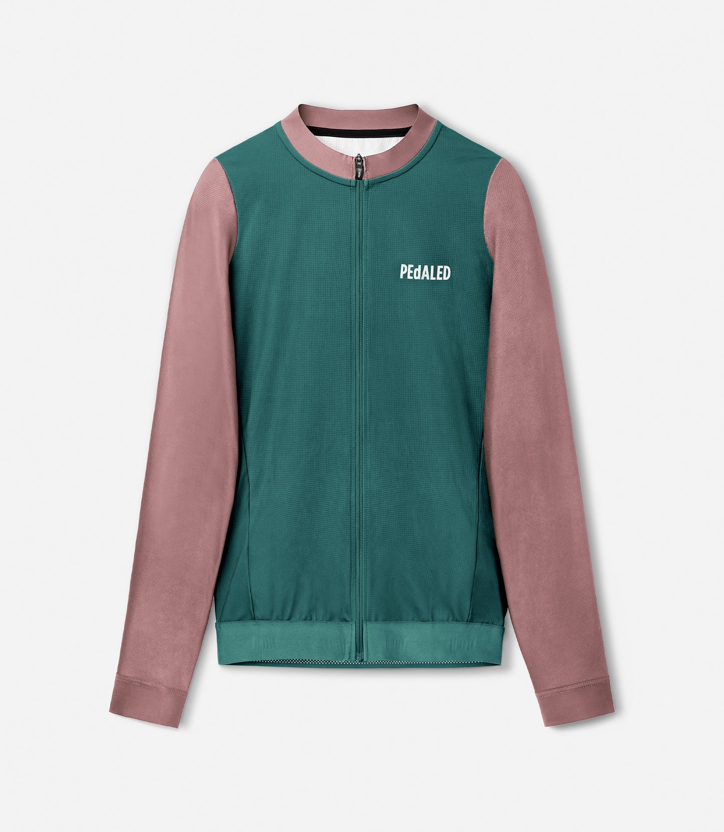 W5WTJEL18PE_1_women cycling long sleeve training jersey teal element front pedaled