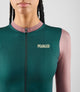 W5WTJEL18PE_5_women cycling training jersey long sleeve teal element front pedaled